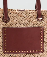 Mango Women's Natural Fiber Double Handle Shoulder Bag