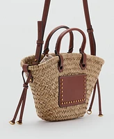 Mango Women's Small Double Handle Natural Fiber Bag