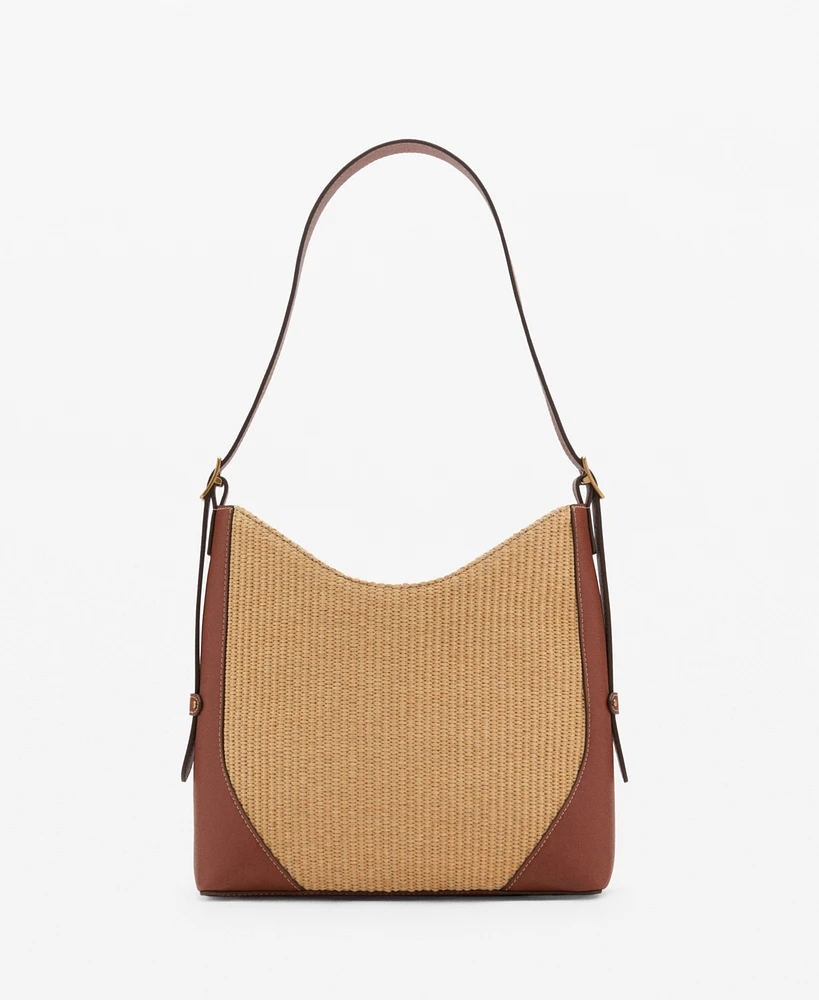Mango Women's Contrast Canvas Shoulder Bag