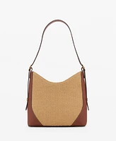 Mango Women's Contrast Canvas Shoulder Bag