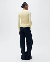 Mango Women's V-Neck Rib-Knit Cardigan Sweater