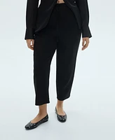 Mango Women's Elastic Waist Flowy Trouser Pants