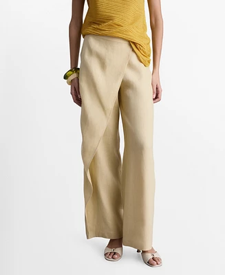 Mango Women's Linen Crossover Pants