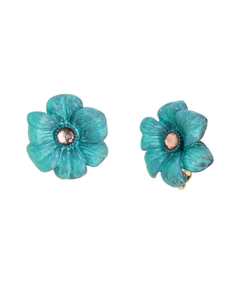 Robert Lee Morris Soho Faux Stone Patina Flora Clip-on Earrings