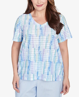 Alfred Dunner Plus St. Thomas Textured Brushstroke Short Sleeve Top