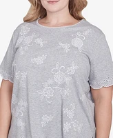 Alfred Dunner Plus Crystal Springs Crew Neck Top