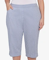 Alfred Dunner Plus Land of The Free Striped Clamdigger Pants