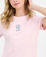 Freeze 24-7 Juniors' Embroidered Cat Baby T-Shirt
