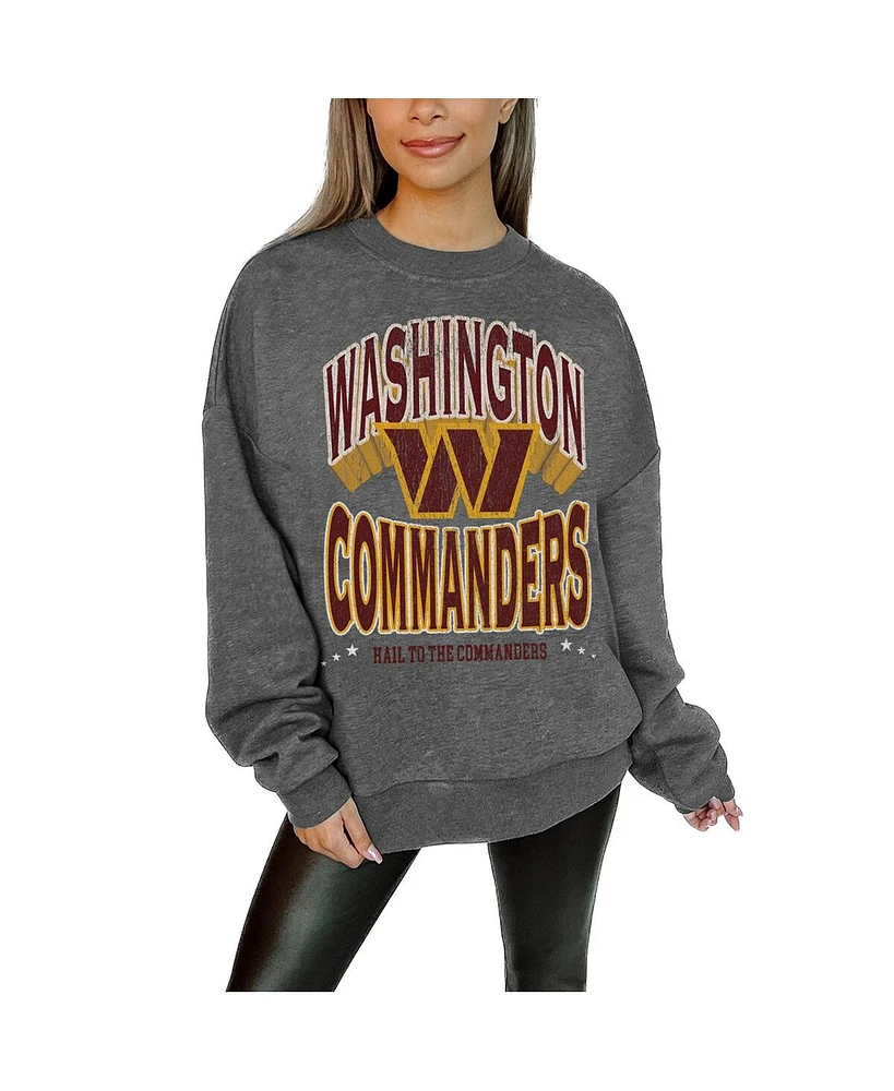 Gameday Couture Women's Charcoal Washington Commanders Long Weekend Premium Fleece Drop Shoulder Pullover Sweatshirt