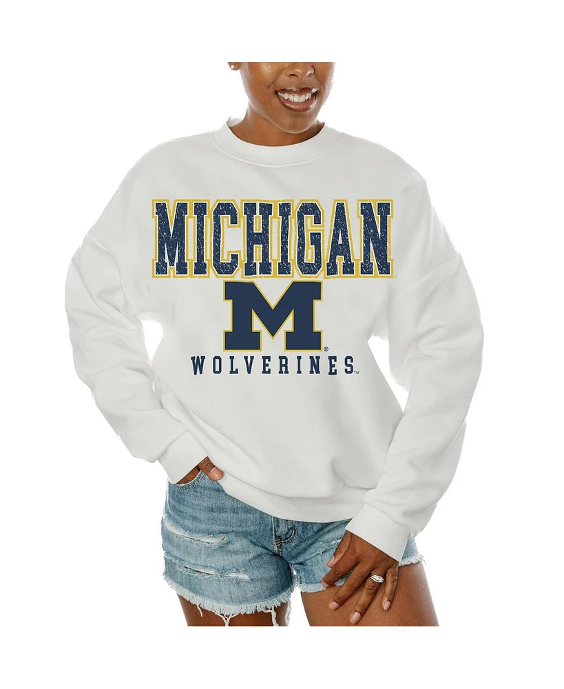 Gameday Couture Women's White Michigan Wolverines Freestyle Fleece Pullover Sweatshirt