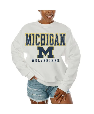Gameday Couture Women's White Michigan Wolverines Freestyle Fleece Pullover Sweatshirt