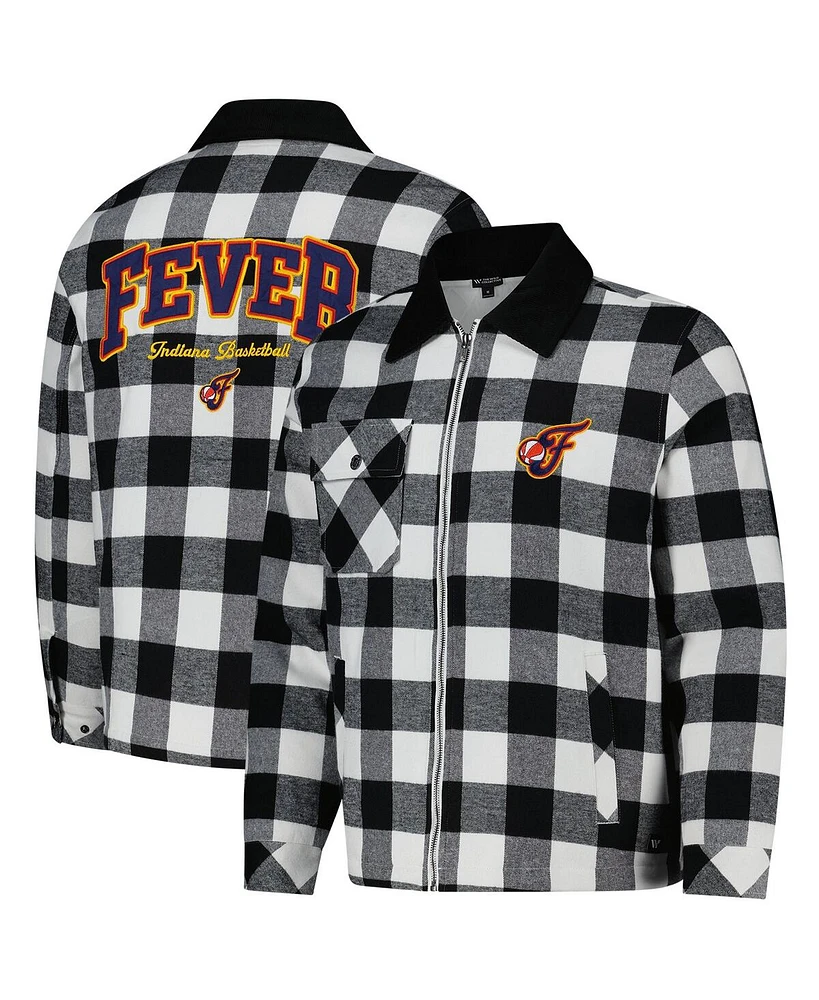 The Wild Collective Men's and Women's Black/White Indiana Fever Flannel Full-Zip Shacket