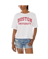 Gameday Couture Women's White Boston University Claim To Fame Boxy Cropped T-Shirt