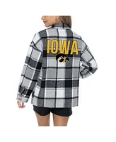 Gameday Couture Women's Grey Iowa Hawkeyes Long Sleeve Brushed Plaid Button-Up Overshirt Jacket