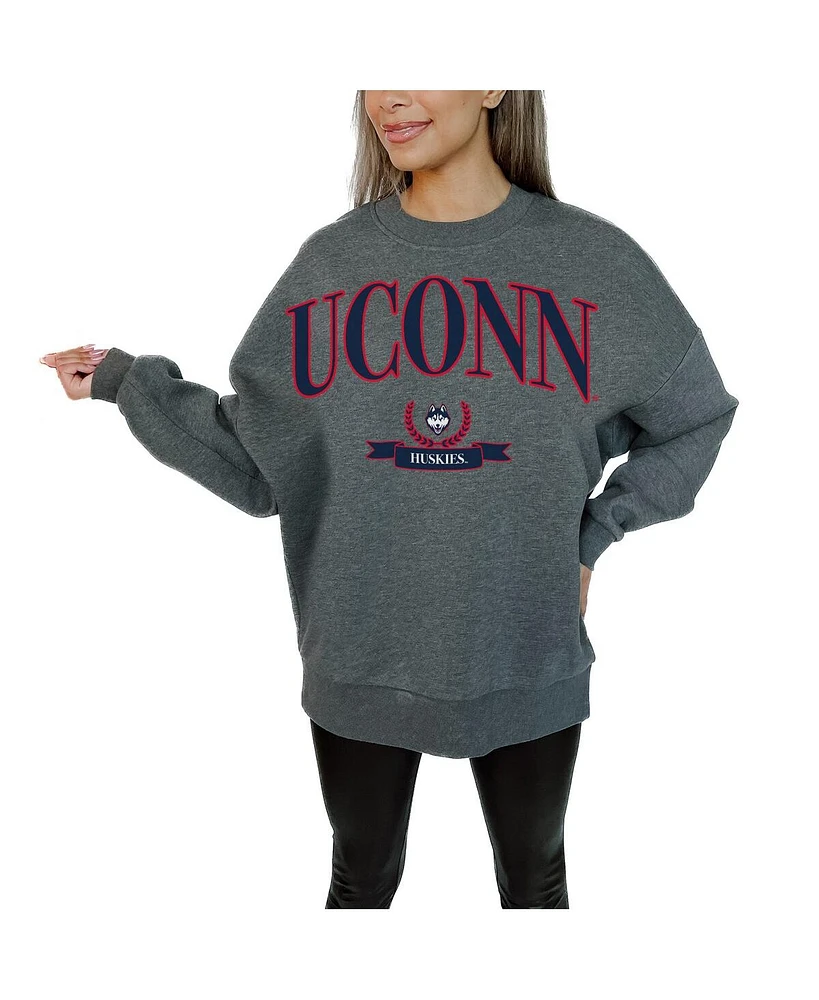 Gameday Couture Women's Charcoal UConn Huskies Premium Fleece Drop Shoulder Pullover Sweatshirt