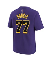 Jordan Big Boys and Girls Luka Doncic Purple Los Angeles Lakers Statement Edition Name Number T-Shirt