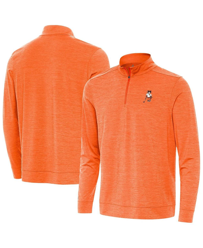Antigua Men's Heather Orange Clemson Tigers Golfer Bright Quarter-Zip Top