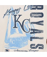 New Era Men's Cream Kansas City Royals Cooperstown Collection Oversized Throwback Distressed T-Shirt