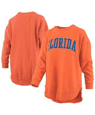 Pressbox Women's Orange Florida Gators Melange Poncho Vintage Fleece Long Sleeve Pullover Sweatshirt
