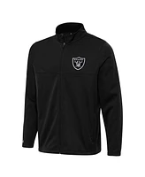 Antigua Men's Black Las Vegas Raiders Links 2 Full-Zip Golf Jacket