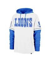 '47 Brand Men's White Detroit Lions Throwback Shortstop Pullover Hoodie