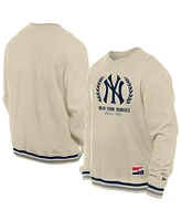 New Era Men's Cream York Yankees Throwback Pullover Sweatshirt