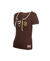 New Era Women's Brown San Diego Padres Throwback Lace Up T-Shirt