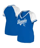New Era Women's Royal Kansas City Royals Gameday Raglan V-Neck T-Shirt