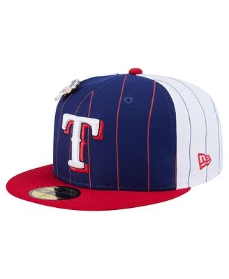 New Era Men's Dark Blue Texas Rangers Pinstripe 59FIFTY Fitted Hat