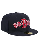 New Era Men's Navy Boston Red Sox Overlap 59FIFTY Fitted Hat