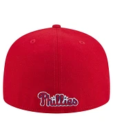 New Era Men's Red Philadelphia Phillies Overlap 59FIFTY Fitted Hat