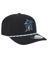 New Era Men's Black Miami Marlins Multi-Rope 9SEVENTY Stretch-Snap Hat