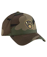 New Era Men's Camo Milwaukee Brewers Woodland Team Pop 9FORTY A-Frame Adjustable Hat
