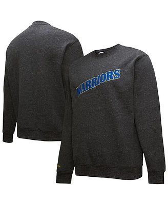 Mitchell & Ness Men's Black Golden State Warriors Out Collection Snow Washed Vintage Logo Pullover Sweatshirt