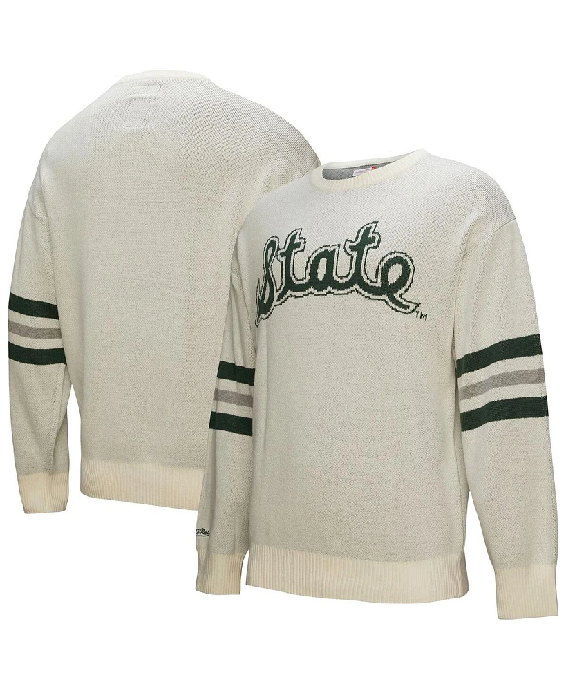 Mitchell & Ness Men's Cream Michigan State Spartans Retro Pullover Sweater