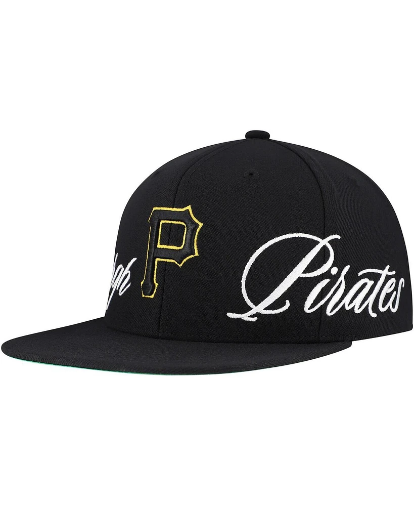 Mitchell & Ness Men's Black Pittsburgh Pirates Just Don x Mlb Lux Script Snapback Hat