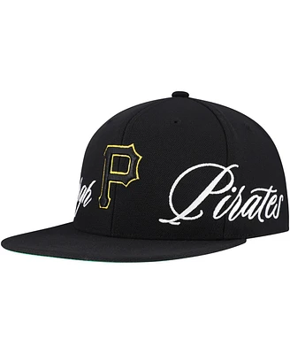 Mitchell & Ness Men's Black Pittsburgh Pirates Just Don x Mlb Lux Script Snapback Hat