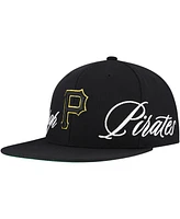 Mitchell & Ness Men's Black Pittsburgh Pirates Just Don x Mlb Lux Script Snapback Hat