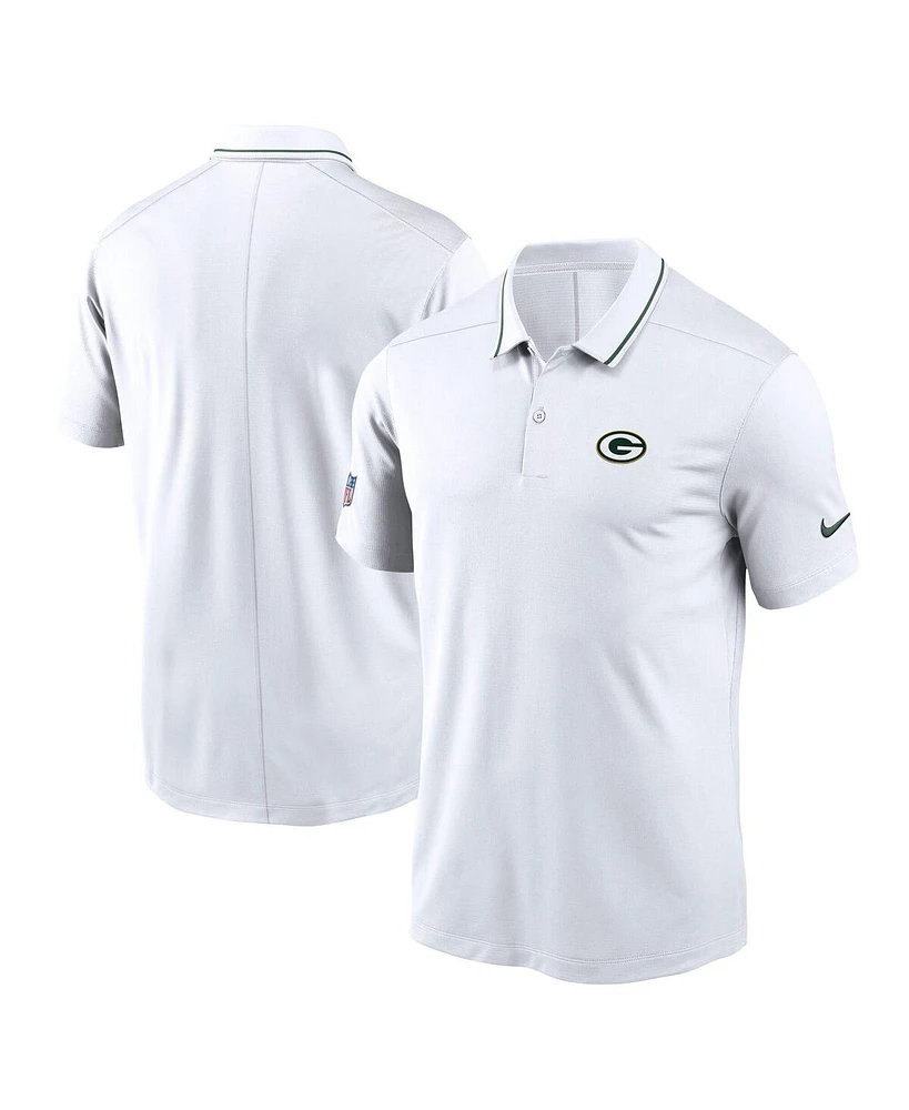Nike Men's White Green Bay Packers Sideline Victory Performance Polo Shirt