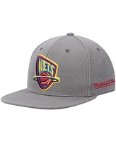 Mitchell & Ness Men's Charcoal New Jersey Nets Hardwood Classics 35 Years Carbon Cabernet Fitted Hat