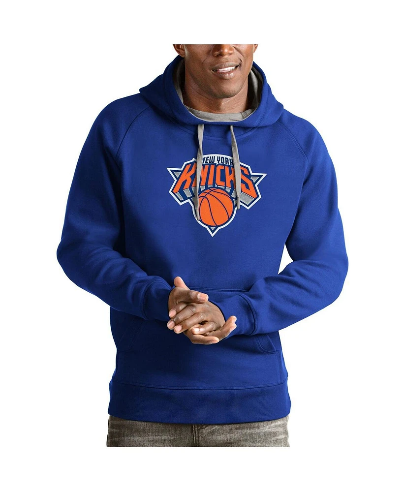 Antigua Men's Royal New York Knicks Team Logo Victory Pullover Hoodie