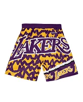 Mitchell & Ness Men's Purple/Gold Los Angeles Lakers Jumbotron 2.0 Sublimated Shorts