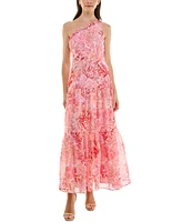 Taylor Women's Ruffled One-Shoulder Chiffon Maxi Dress
