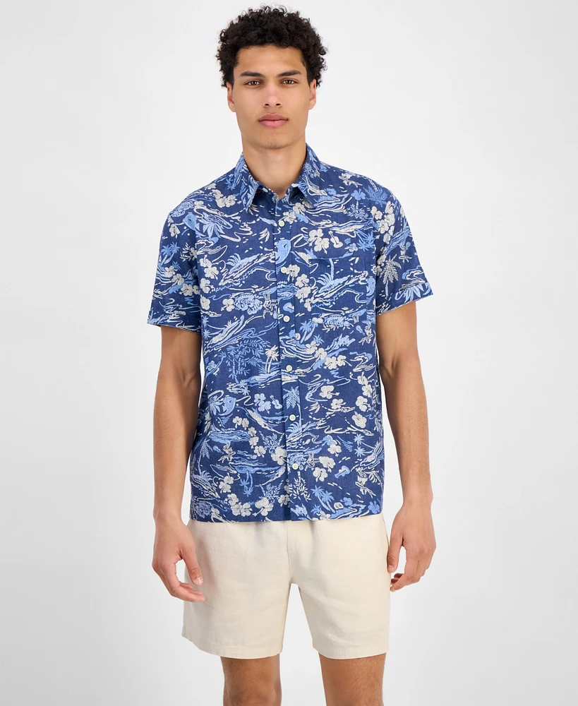 Sun + Stone Men's Marley Short Sleeve Abstract Print Button-Front Shirt, Exclusively at Macy's