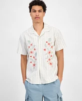 Sun + Stone Men's Luke Short Sleeve Striped Floral Button-Front Camp Shirt, Exclusively at Macy's