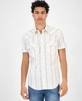 Sun + Stone Men's Alden Short Sleeve Western Style Snap-Front Shirt, Exclusively at Macy's