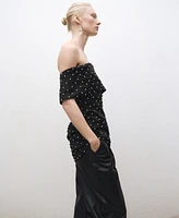 Mango Women's Shiny Detailed Strapless Dress