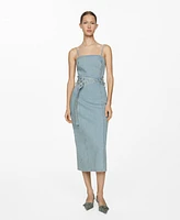 Mango Women's Denim Belt Dress