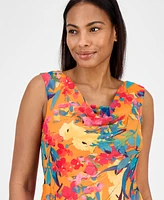 Robbie Bee Petite Cowl-Neck Sleeveless Handkerchief-Hem Dress