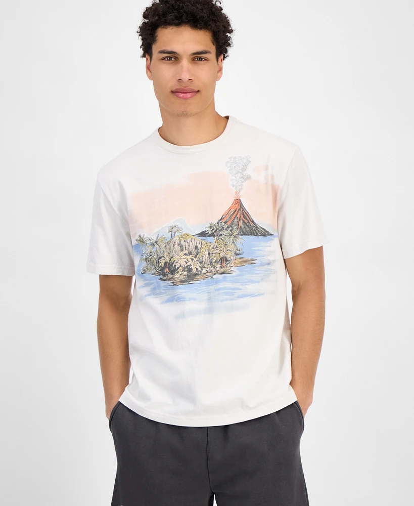 Sun + Stone Men's Short Sleeve Lava Flow Graphic Crewneck T-Shirt, Exclusively at Macy's